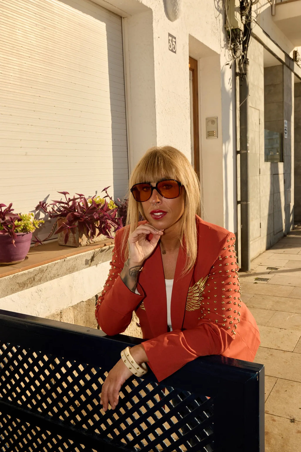 Blazer terracota tachuelas