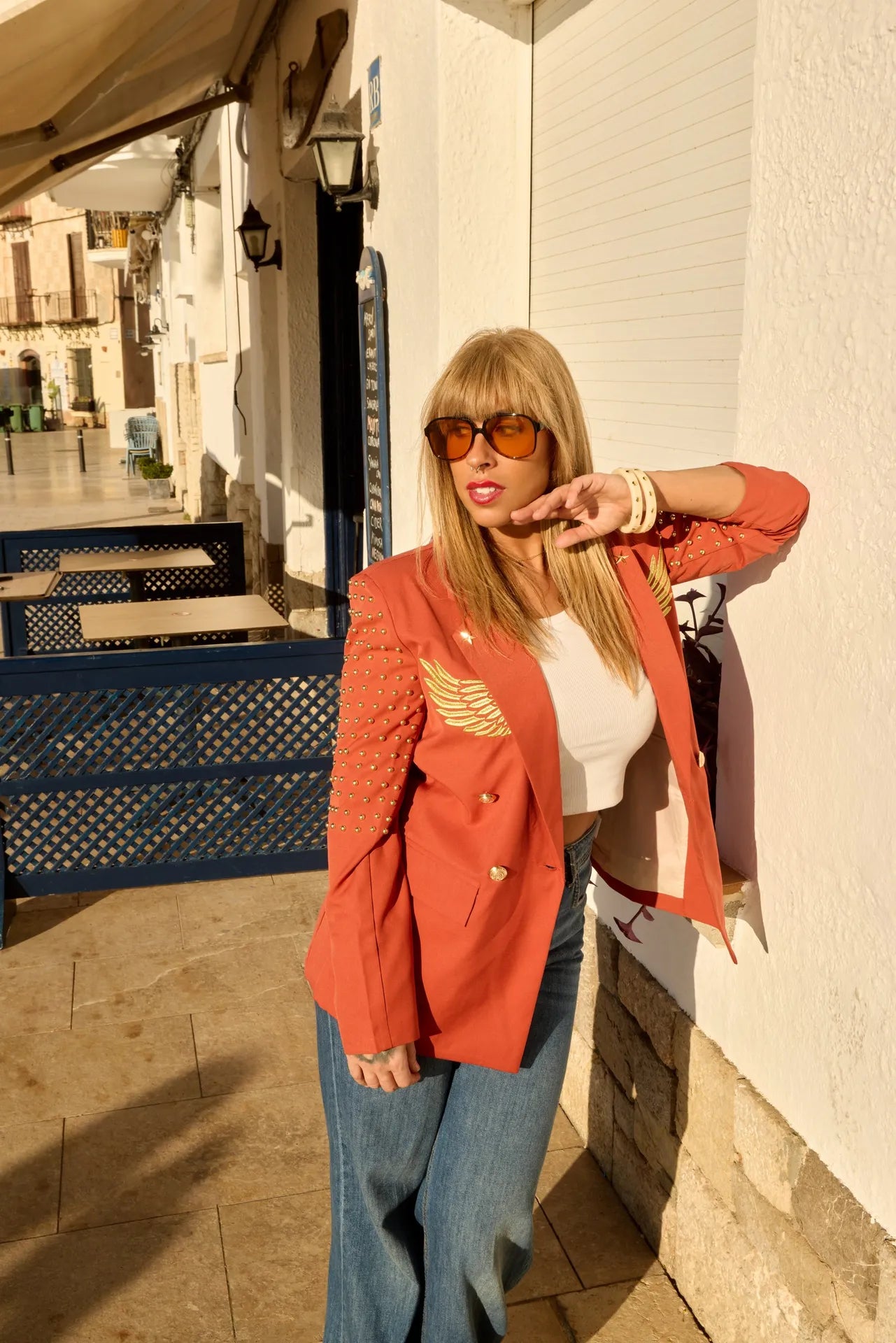 Blazer terracota tachuelas