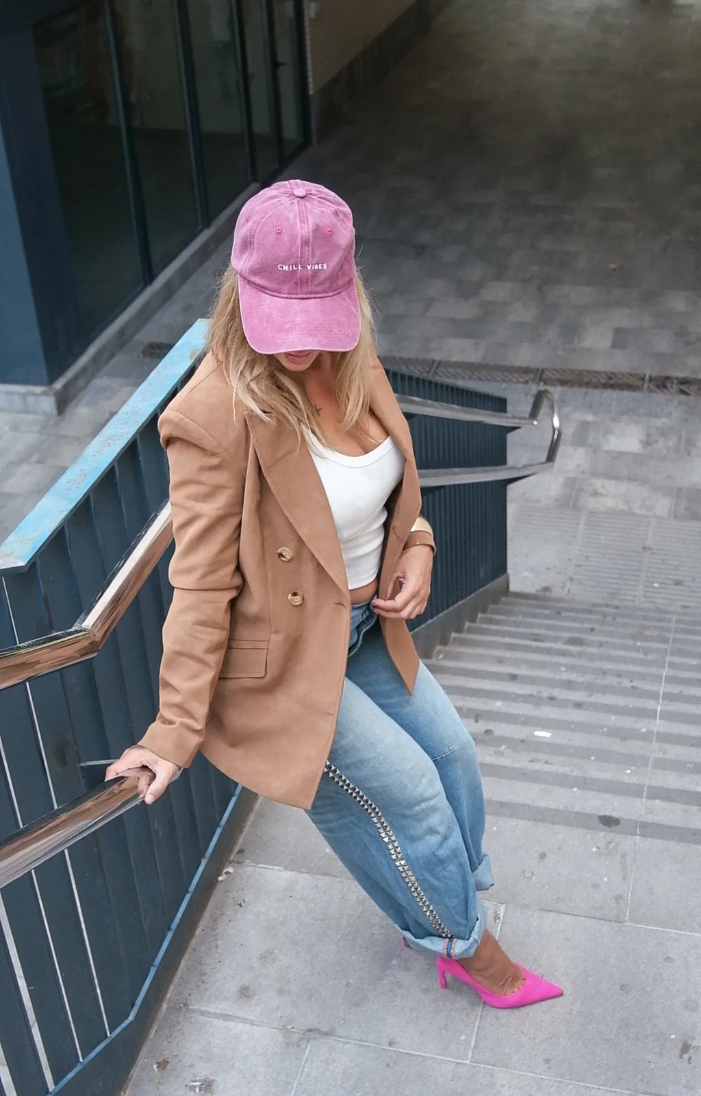 Blazer  polipiel efecto ante Camel