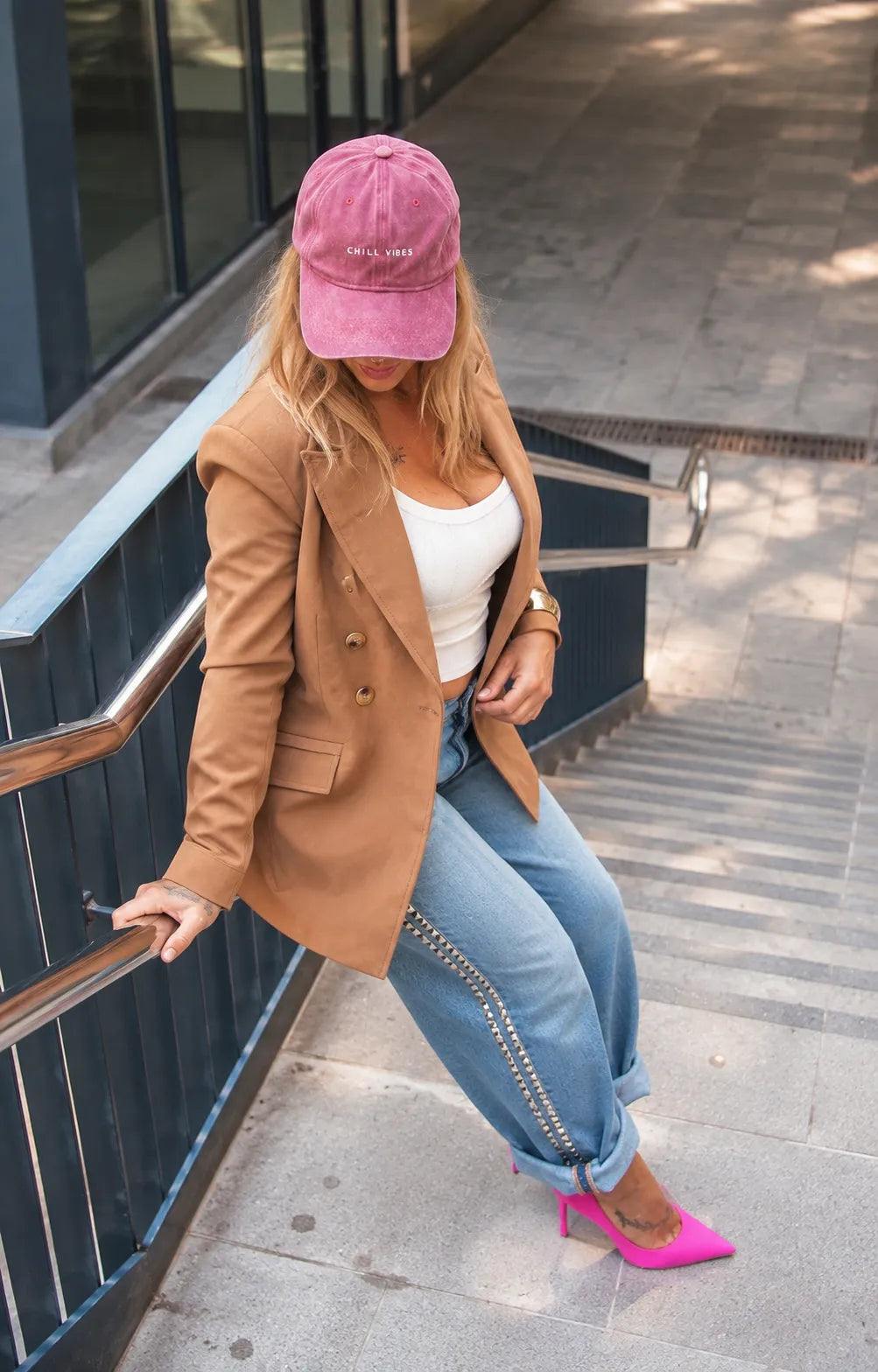 Blazer  polipiel efecto ante Camel