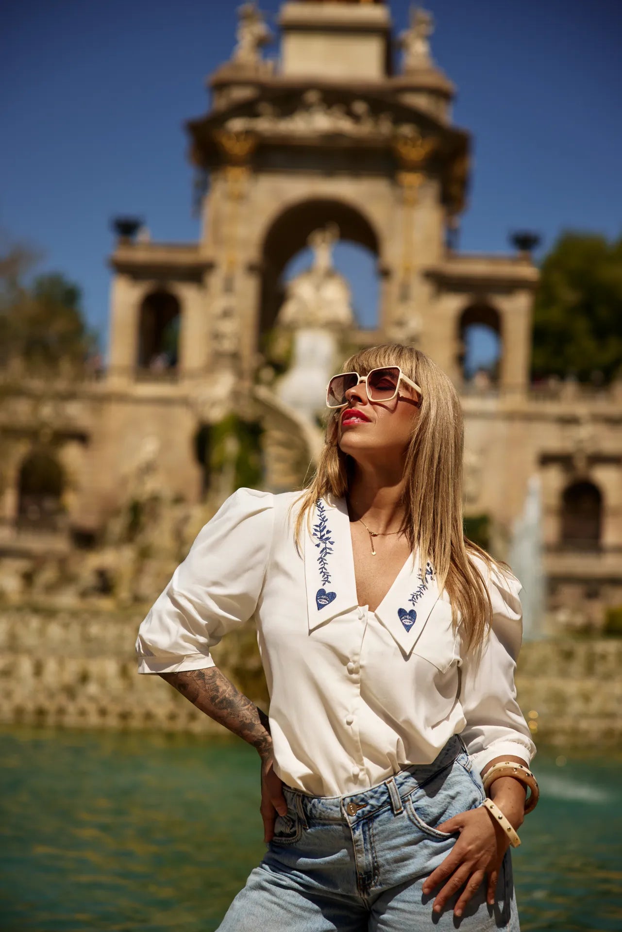 Camisa cuello bordado corazón