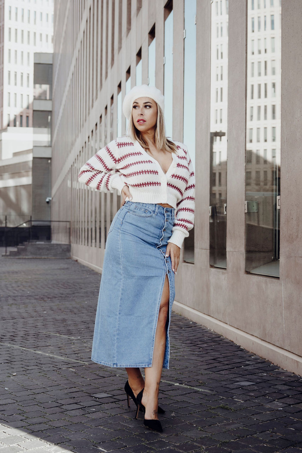 Cataleya-falda-midi-botones