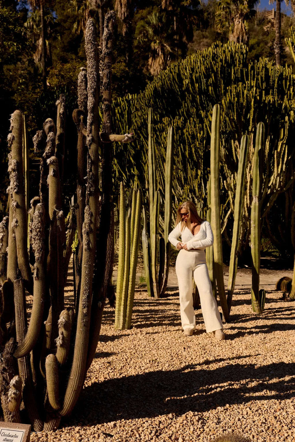 Pantalón  punto acampanado blanco