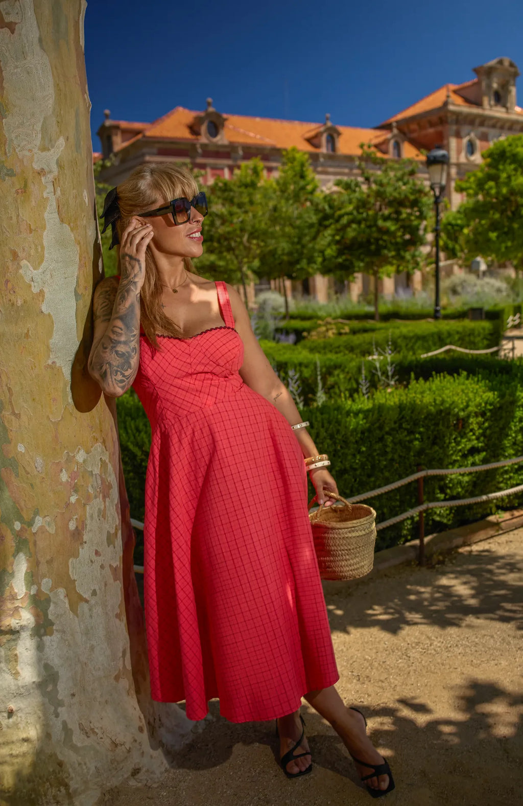 Vestido rojo cuadros Olivia