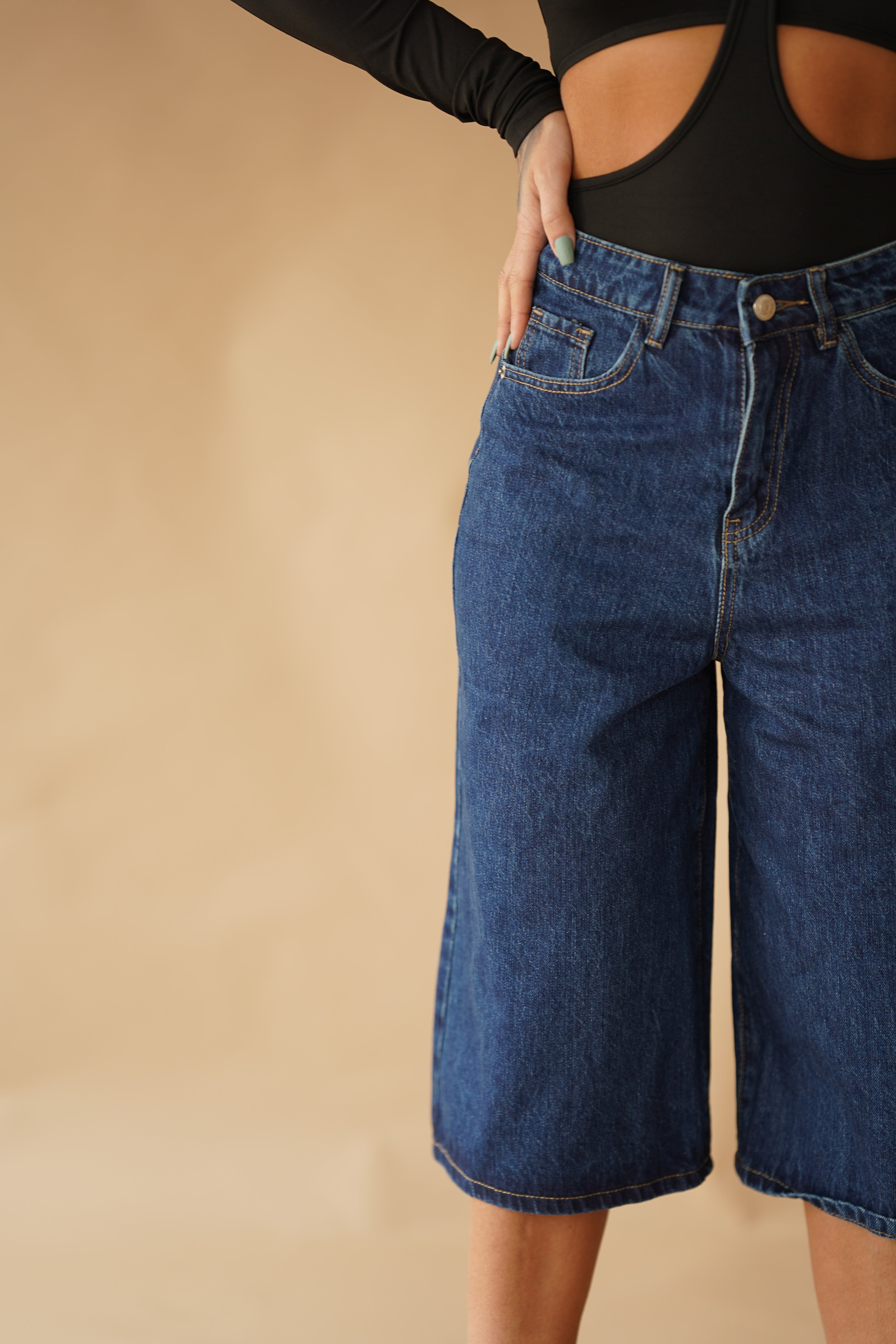 Bermudas denim corte amplio